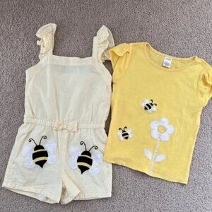 Gymboree Bee-Themed Romper & T-Shirt Combo (Size 6)